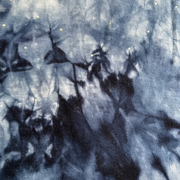 Aces Design Women’s XXL Blue Tie Dye Sequin V Neck Top Stretch Hippie Bohemian - Picture 5 of 11